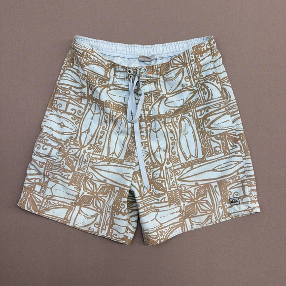 Quiksilver Other - Vintage Quiksilver Shorts Mens L Blue Hawaiian Floral Boardshort Surf 90s Y2K